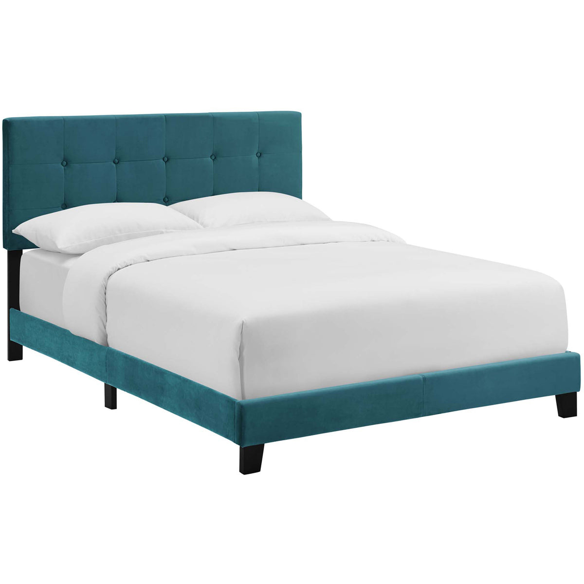 Adriane Upholstered Velvet Bed Sea Blue