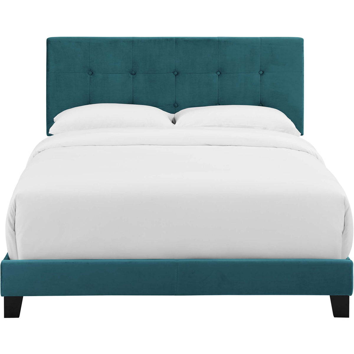 Adriane Upholstered Velvet Bed Sea Blue