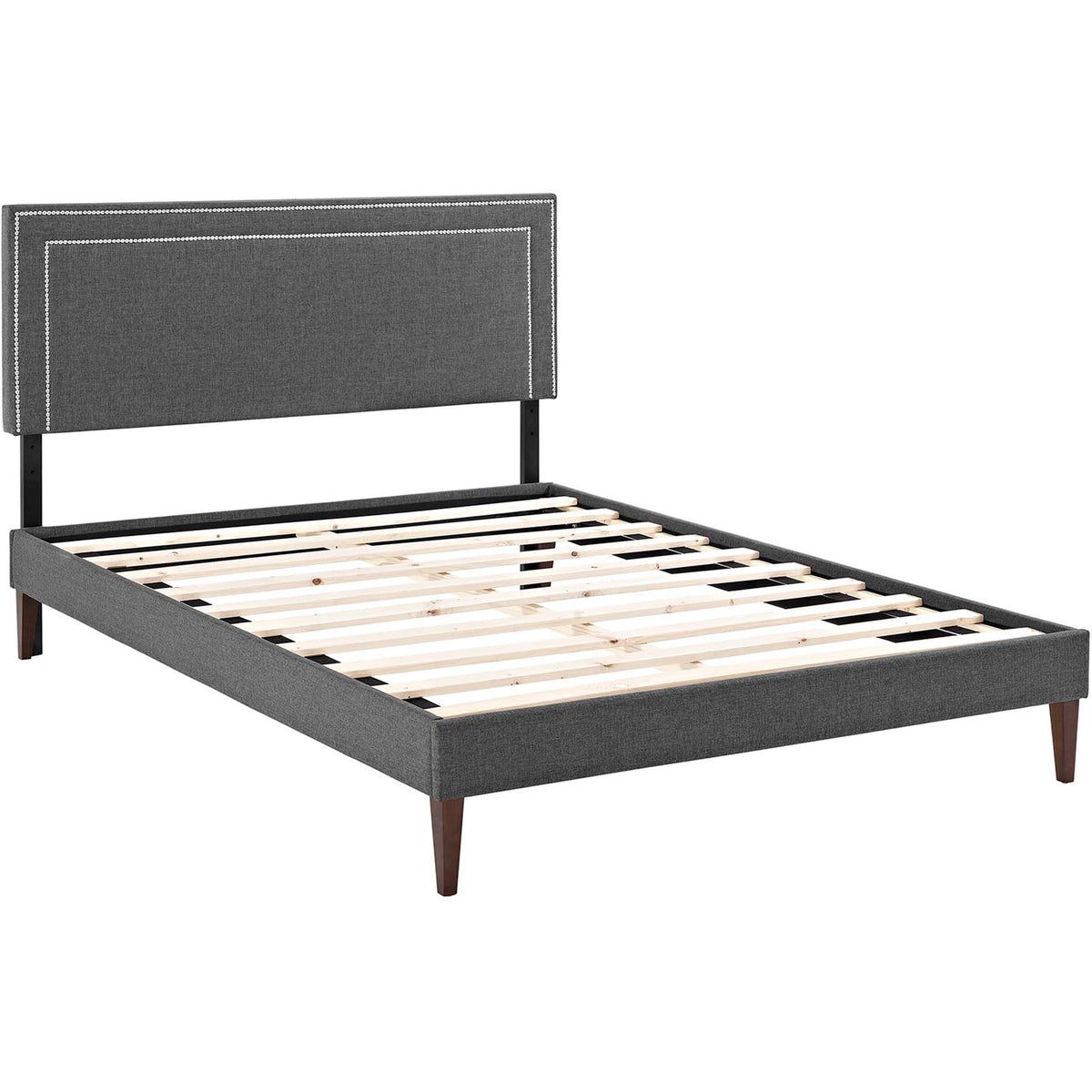 Volga Fabric Platform Bed Gray