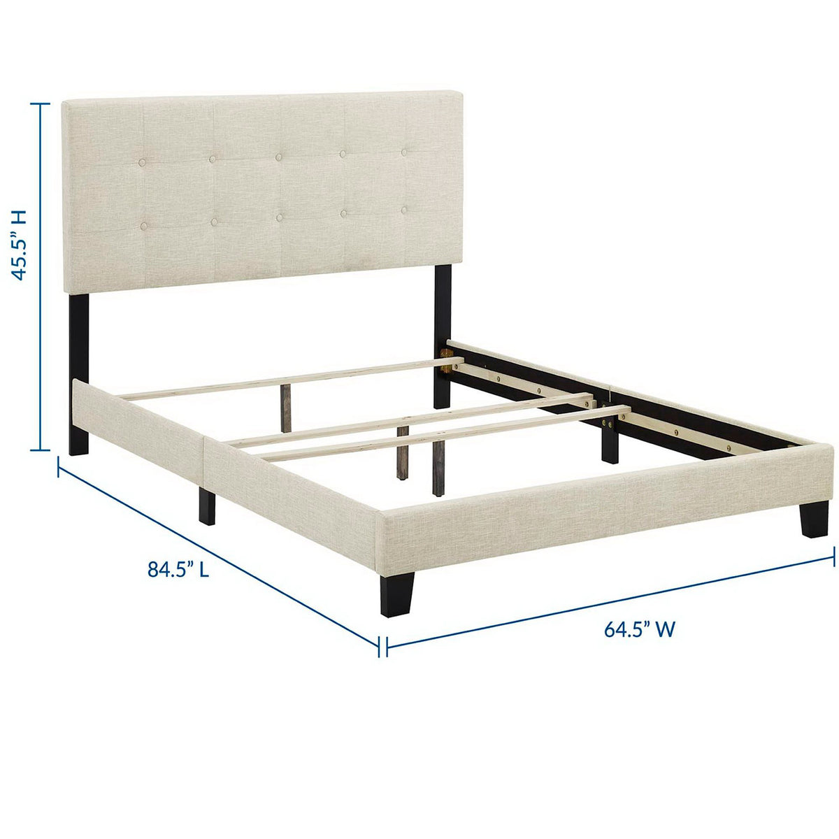 Adriane Upholstered Fabric Bed Beige