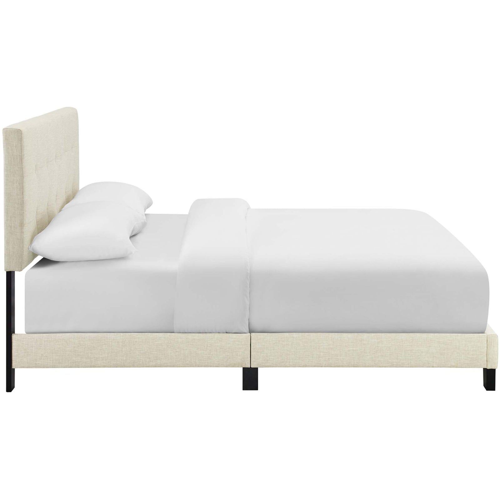 Adriane Upholstered Fabric Bed Beige