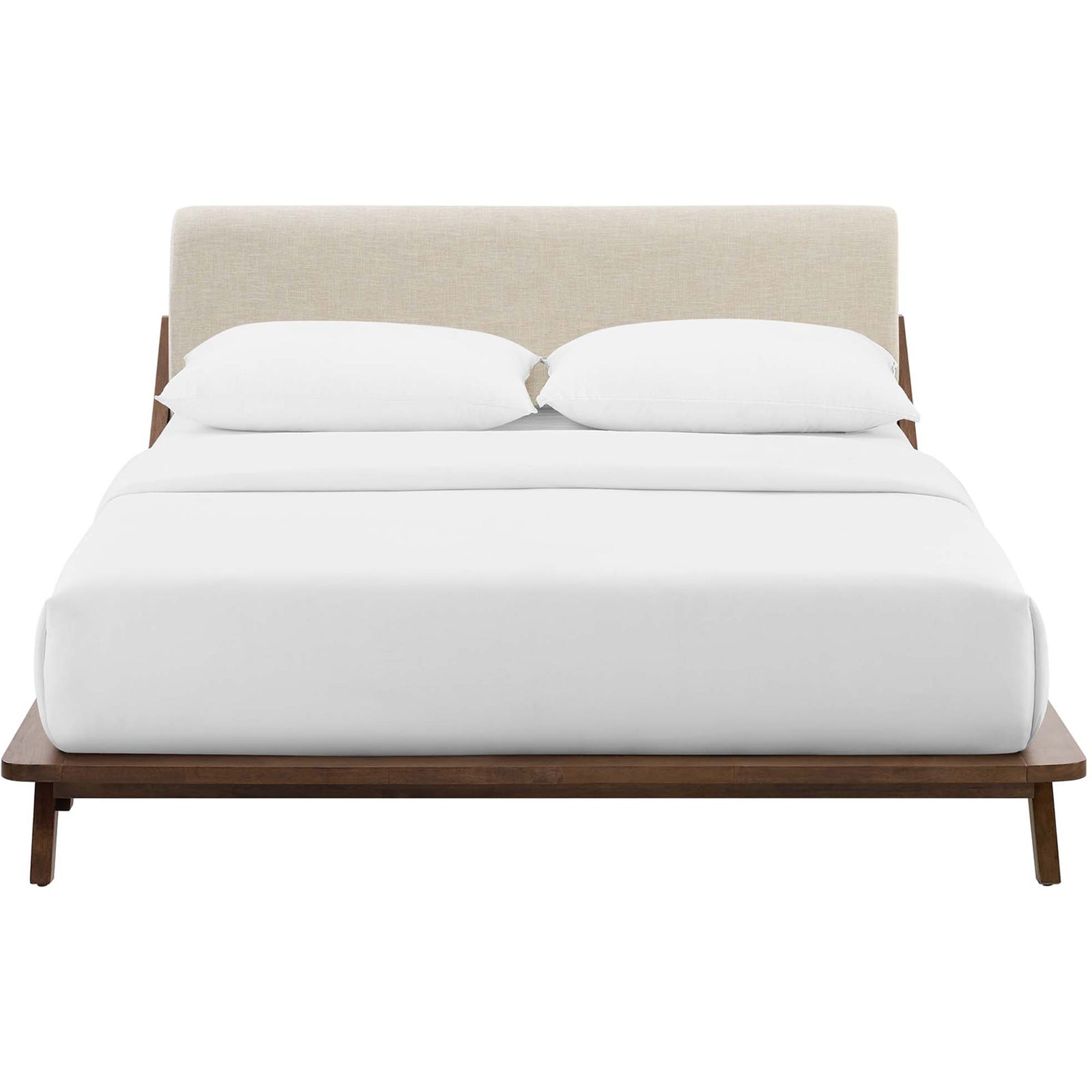Larry Fabric Platform Bed Walnut/Beige