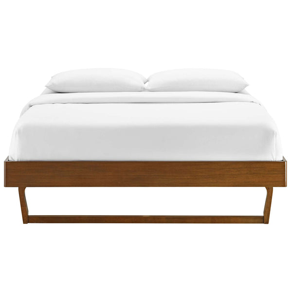 Crisp, minimalist platform bed in rich walnut showcasing a strong frame and balanced proportions || MOD-6214-WAL || front_studio