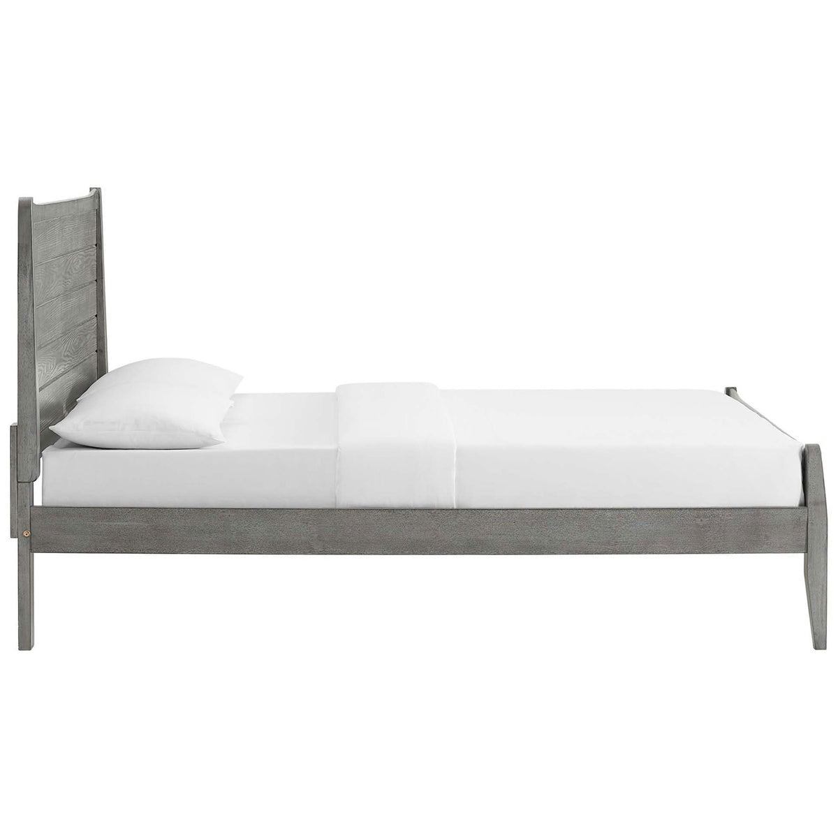 Low-profile design with smooth edges and tapered legs for an airy, streamlined look || MOD-6238-GRY || side_studio