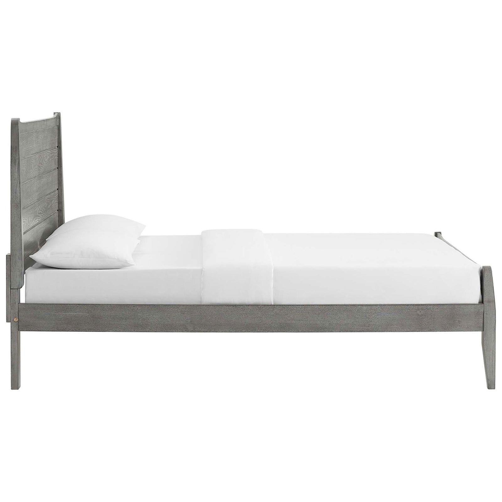 Low-profile design with smooth edges and tapered legs for an airy, streamlined look || MOD-6238-GRY || side_studio