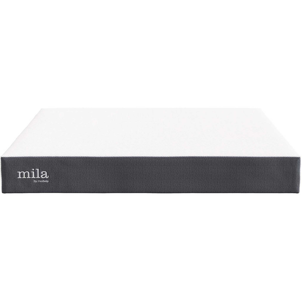 A clean white sleeping surface tops a thick charcoal-gray border for a streamlined look || MOD-6263-WHI || front_studio