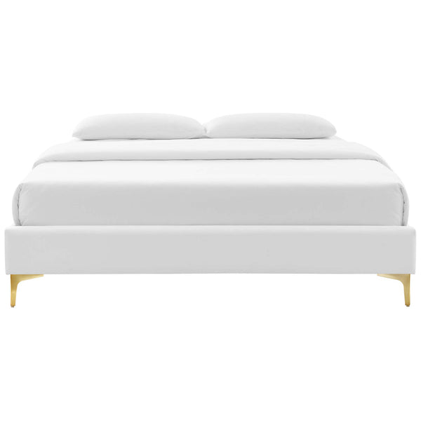 Minimalist silhouette with clean lines, supportive frame, and gleaming gold feet || MOD-6275-WHI || front_studio