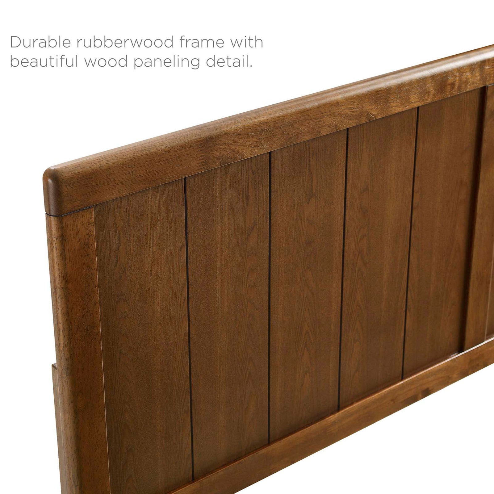 Durable rubberwood frame and refined wood paneling deliver lasting style || MOD-6378-WAL || callout_studio