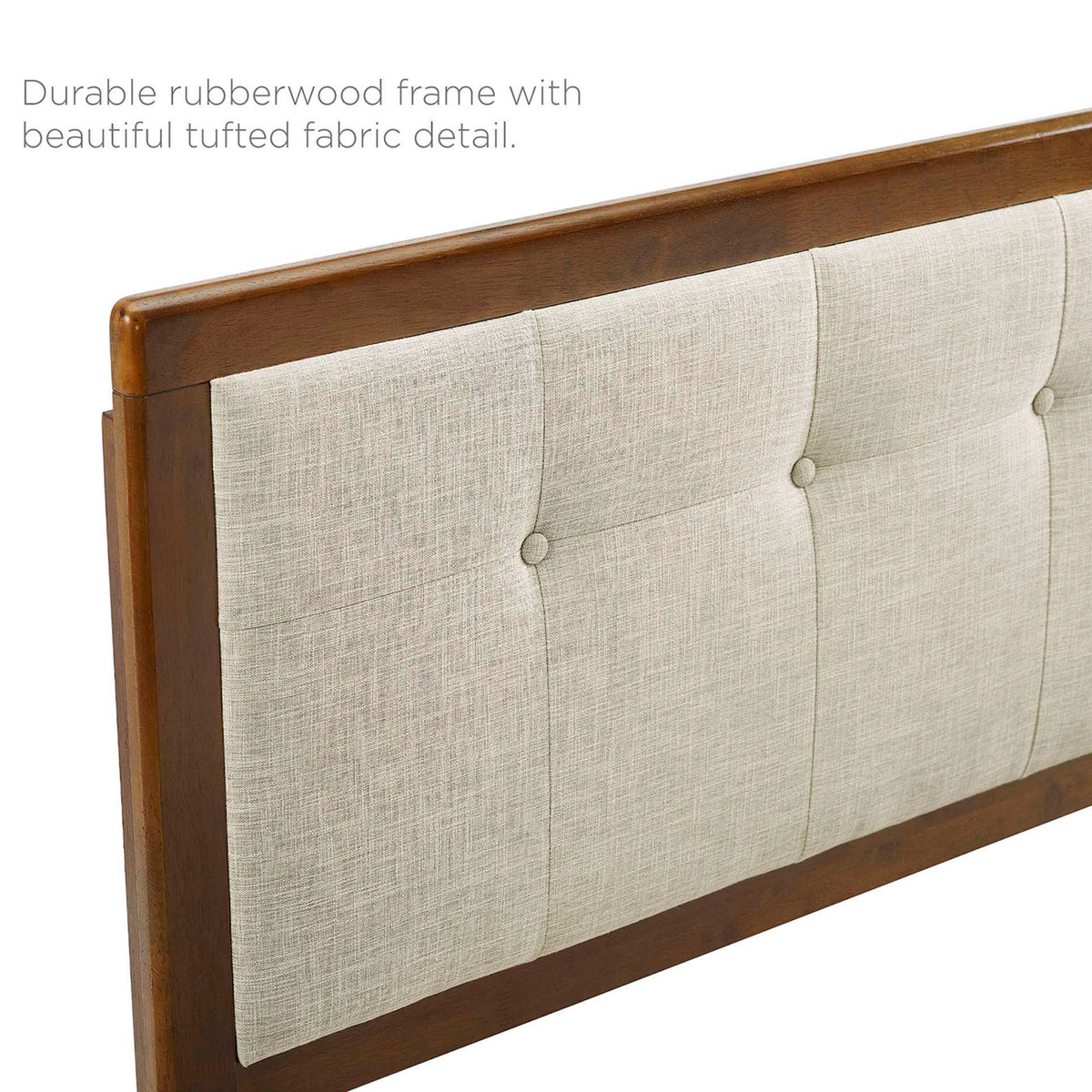 Durable rubberwood construction and tufted fabric detail deliver lasting quality and comfort || MOD-6385-WAL-BEI || callout_studio