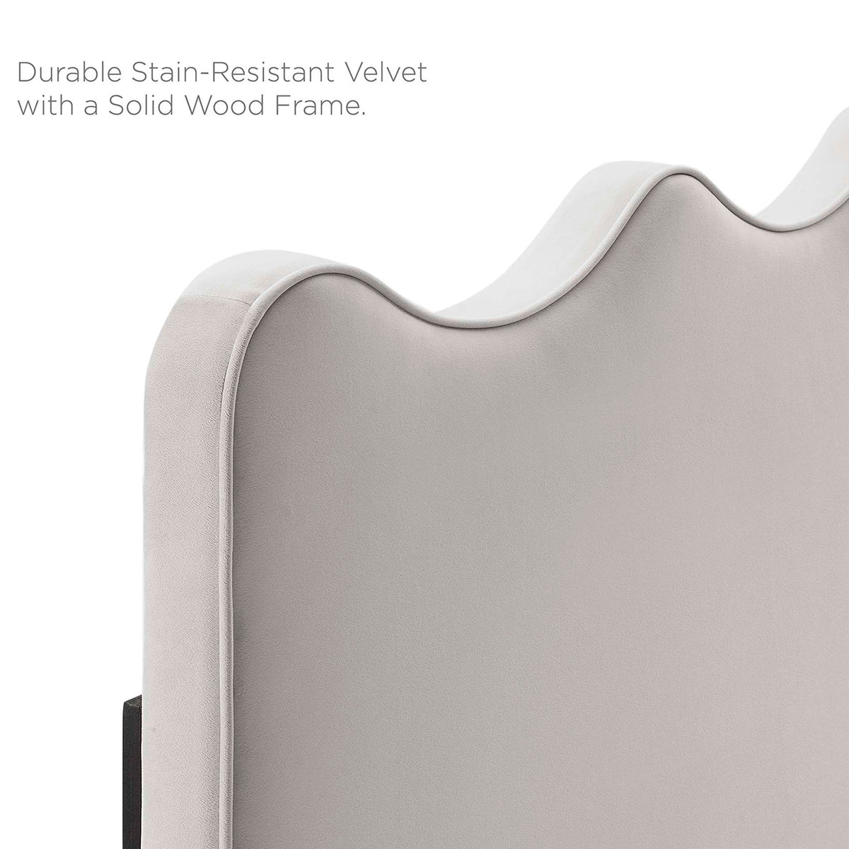 Durable, stain-resistant performance velvet with a solid, well-padded headboard || MOD-6735-LGR || callout_studio
