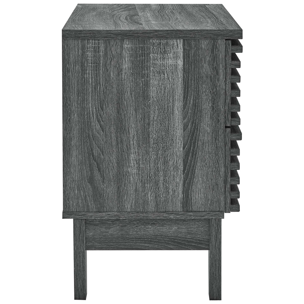 Side view of charcoal nightstand showing wood grain finish and clean lines || MOD-6964-CHA || side_studio