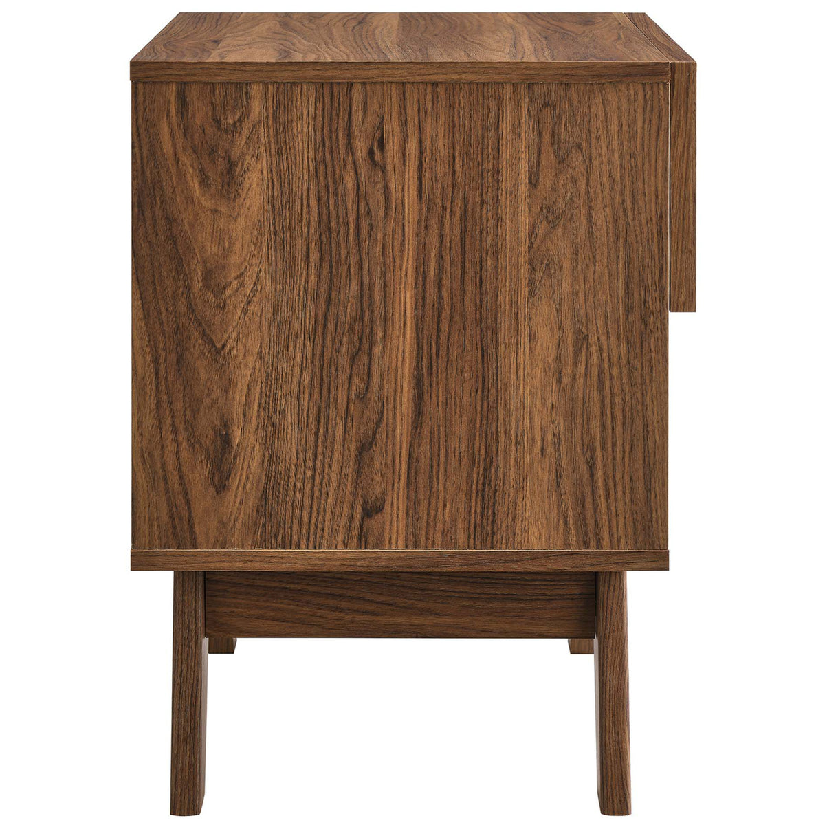 Slim walnut nightstand highlighting rich wood grain and tapered legs || MOD-7049-WAL || side_studio