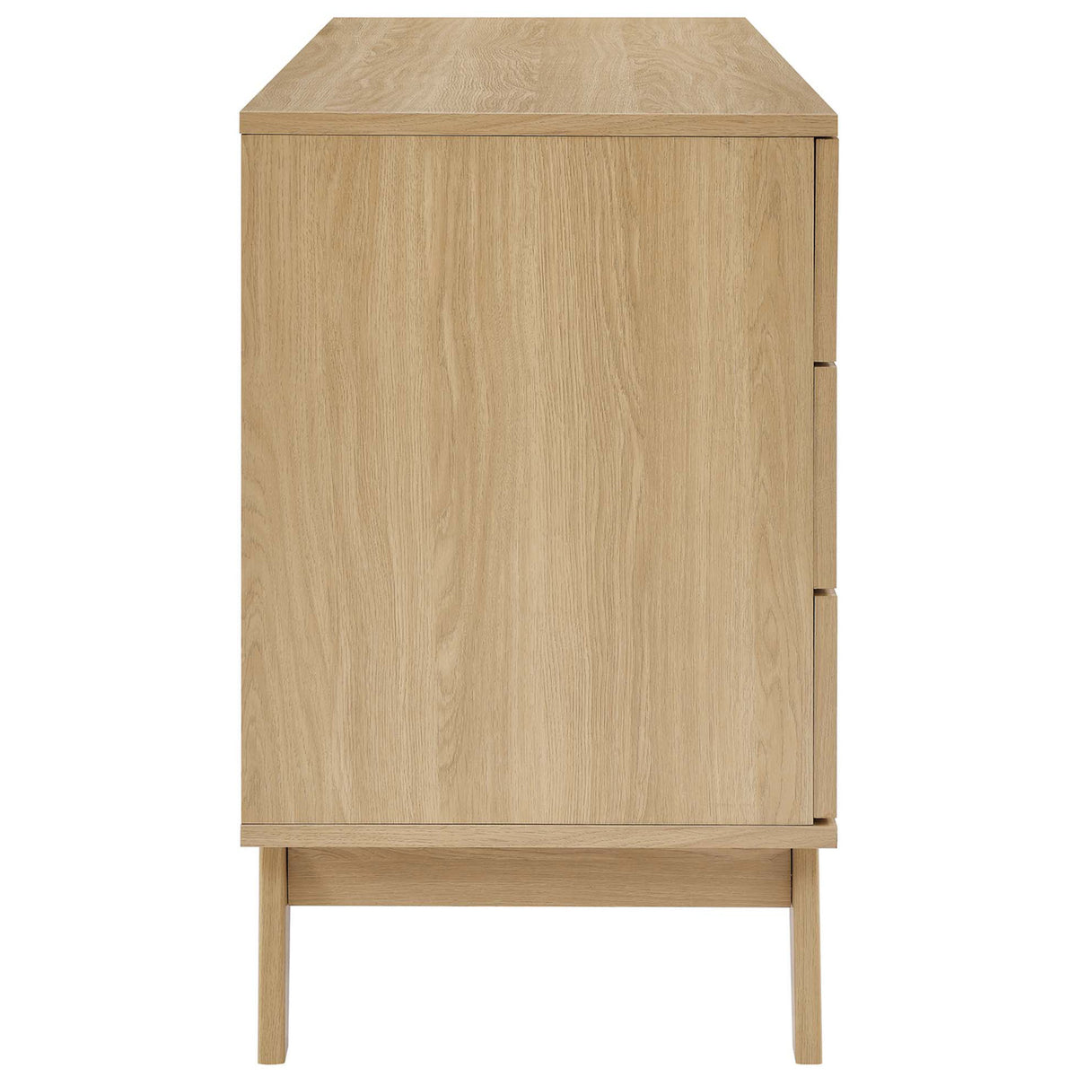 Side profile of the Soma oak dresser showcasing clean lines and a smooth, wood grain finish || MOD-7053-OAK || side_studio