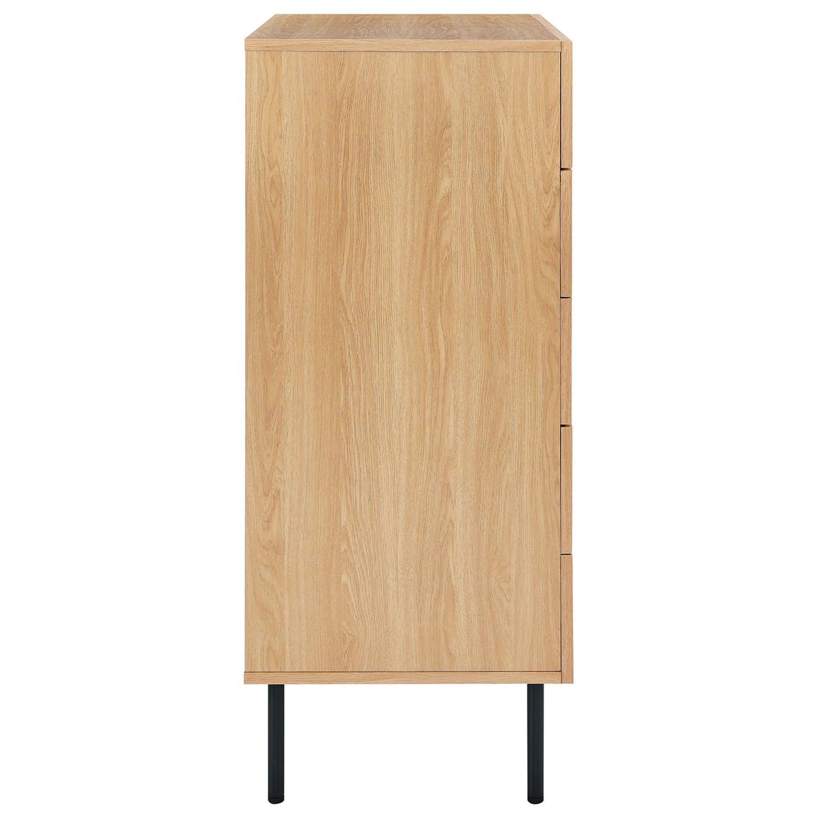 Oak chest with smooth wood grain sides and tall black metal legs || MOD-7065-OAK || side_studio