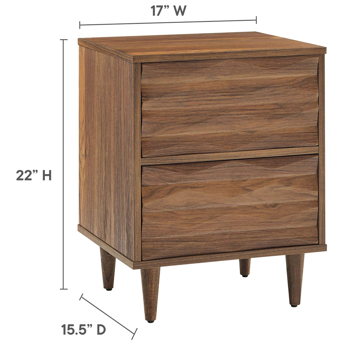 Size guide showing compact Vespera nightstand footprint for easy bedside placement || MOD-7080-WAL || dimension_studio