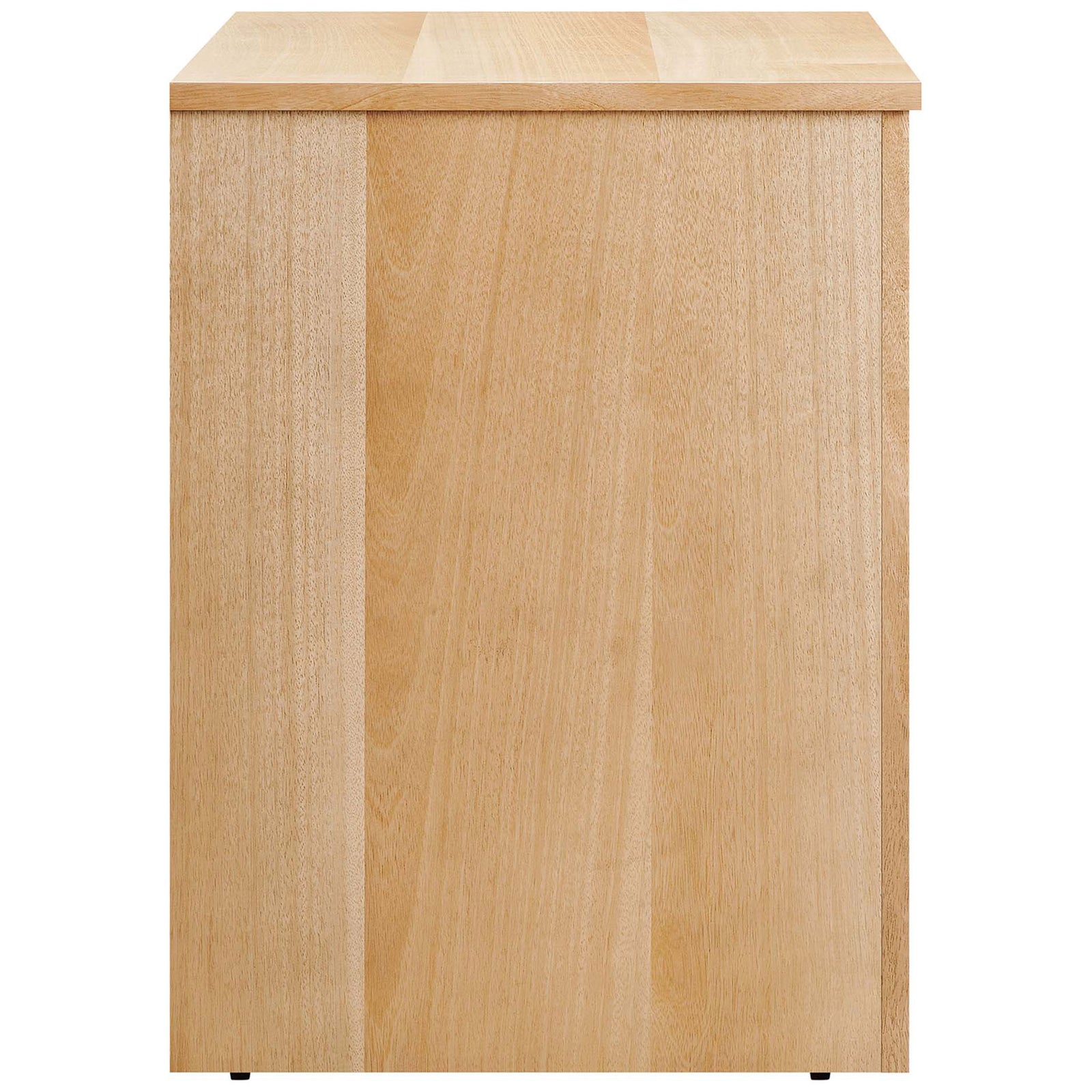 Side view of oak nightstand showcasing smooth veneer panels and minimal modern profile. || MOD-7109-OAK || side_studio