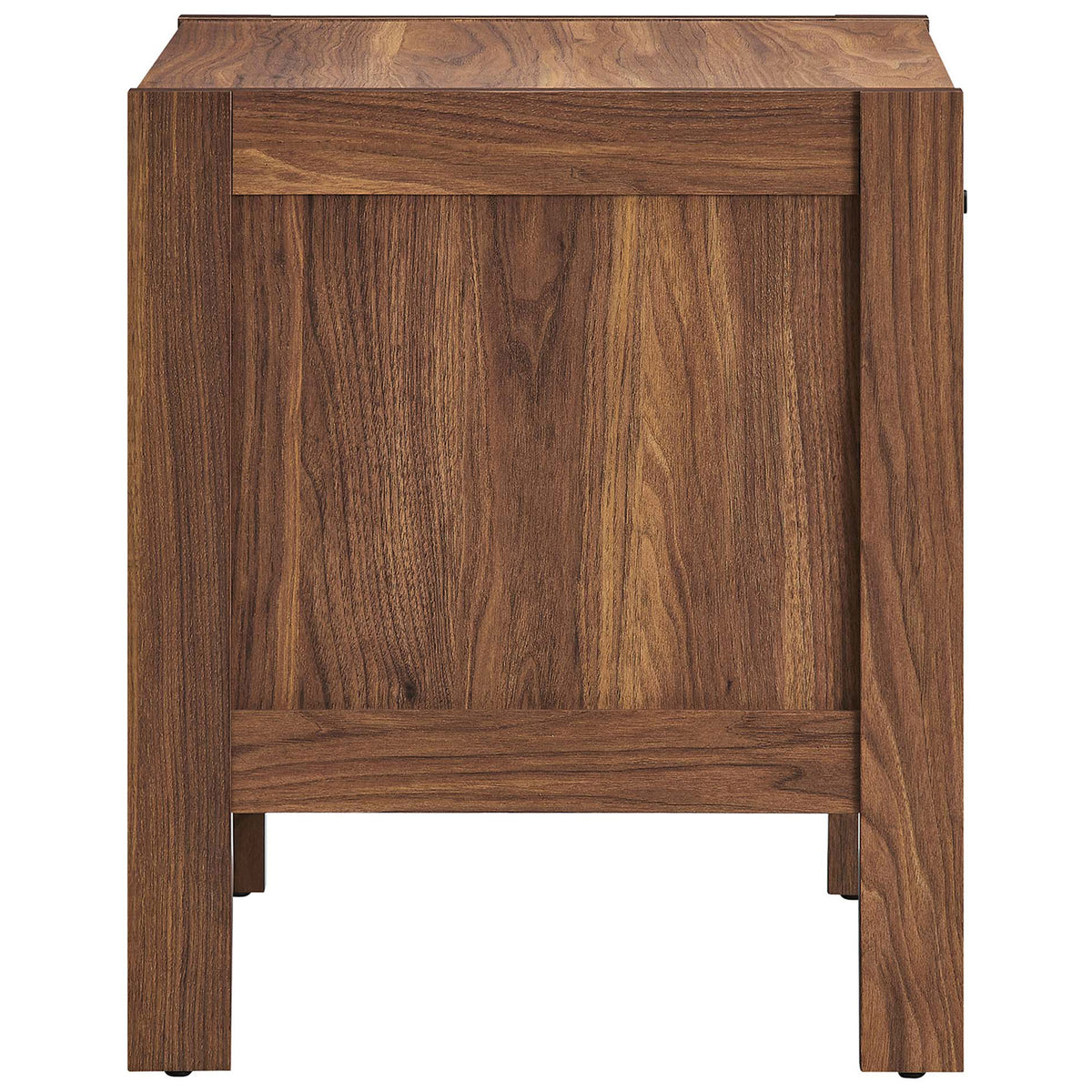 Capri walnut nightstand highlighting rich wood grain and clean square legs || MOD-7118-WAL || side_studio