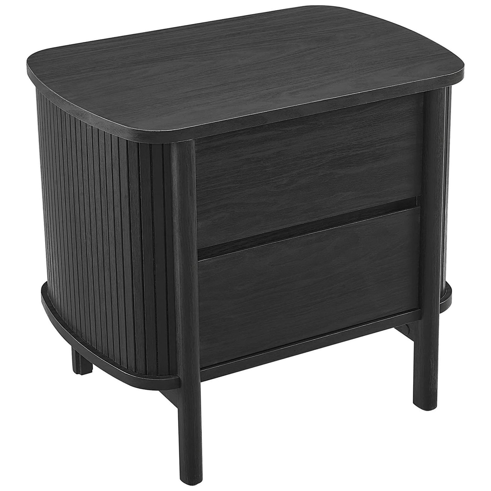 Spacious black tabletop with subtle wood grain atop the Cadence nightstand, perfect for lamps and decor || MOD-7158-BLK || top_angle_studio