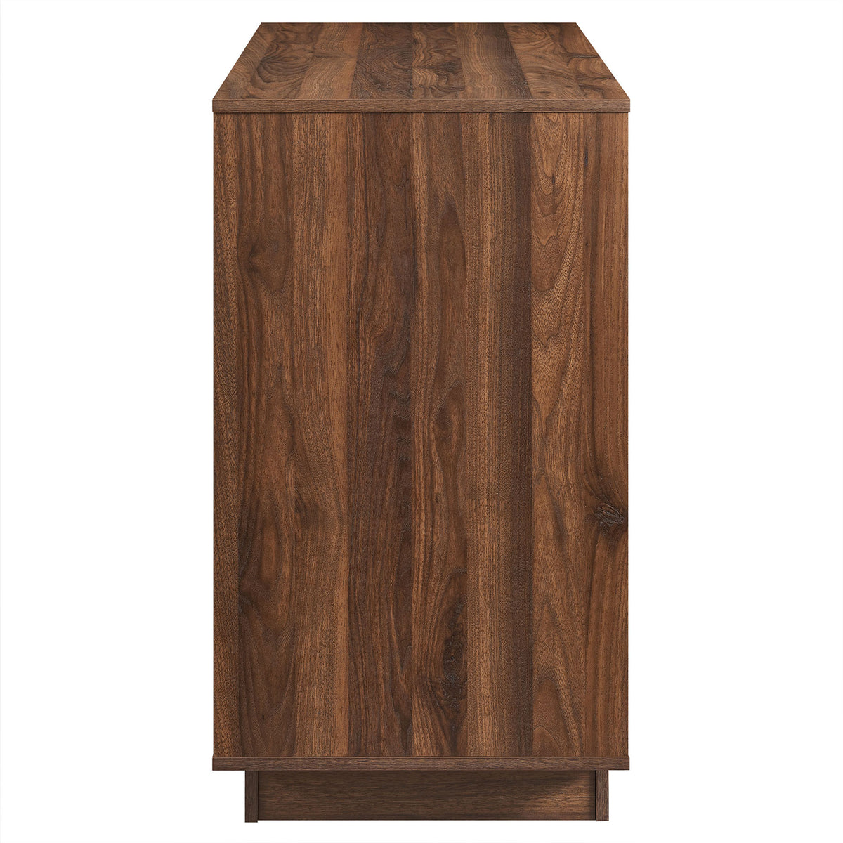 Smooth walnut-finished dresser panel highlighting the warm wood grain and clean, framed edges || MOD-7163-WAL || side_studio