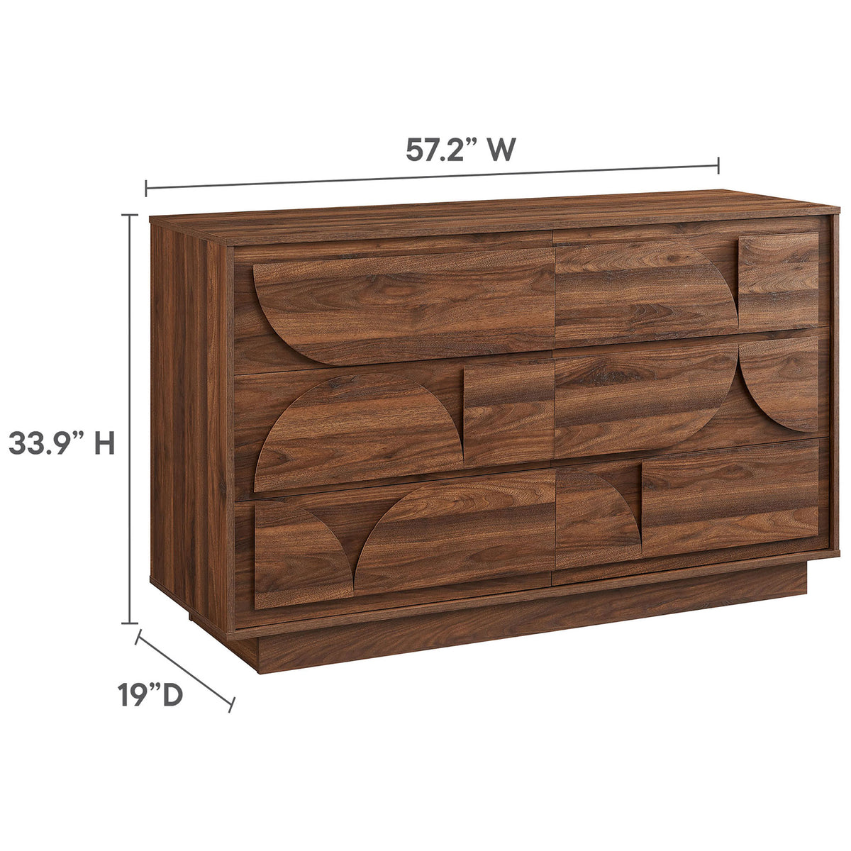 Dimension graphic showing the dresser's height, width, and depth for easy bedroom planning || MOD-7163-WAL || dimension_studio