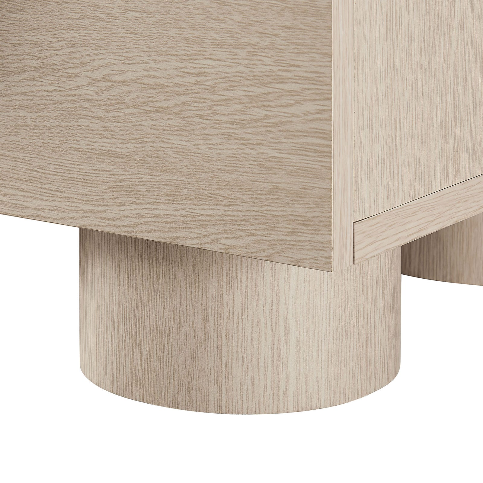 Sturdy cylindrical legs and crisp base detailing in a light ash wood grain finish || MOD-7181-ASH || leg_studio