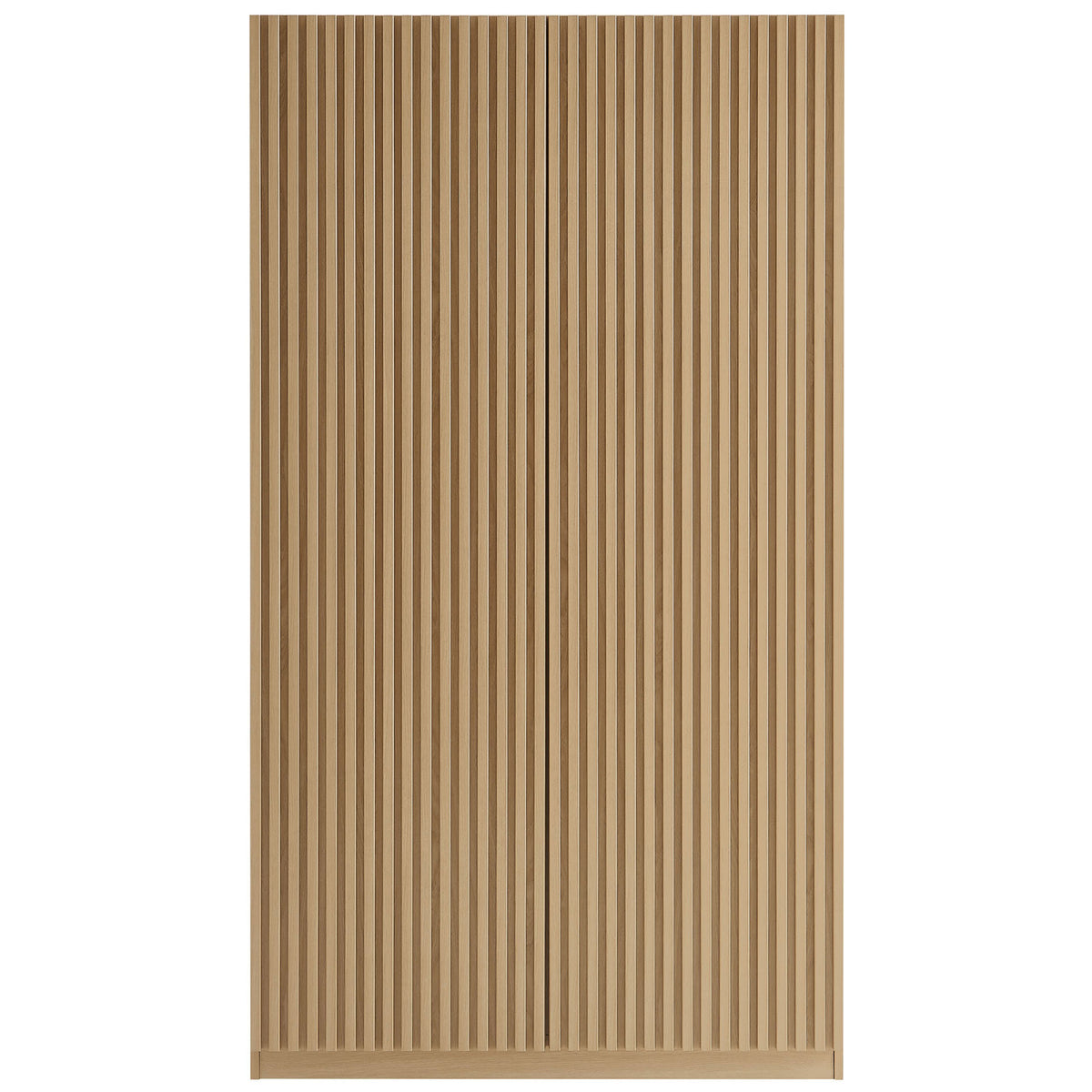 Oak wardrobe closet with full-height slatted doors and minimalist plinth base || MOD-7182-OAK || front_studio
