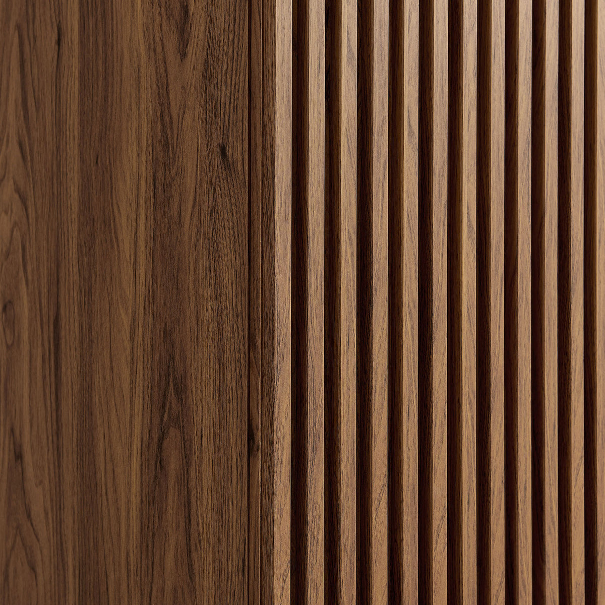 Detail of walnut wardrobe slatted door pattern with bold linear texture || MOD-7182-WAL || swatch_studio