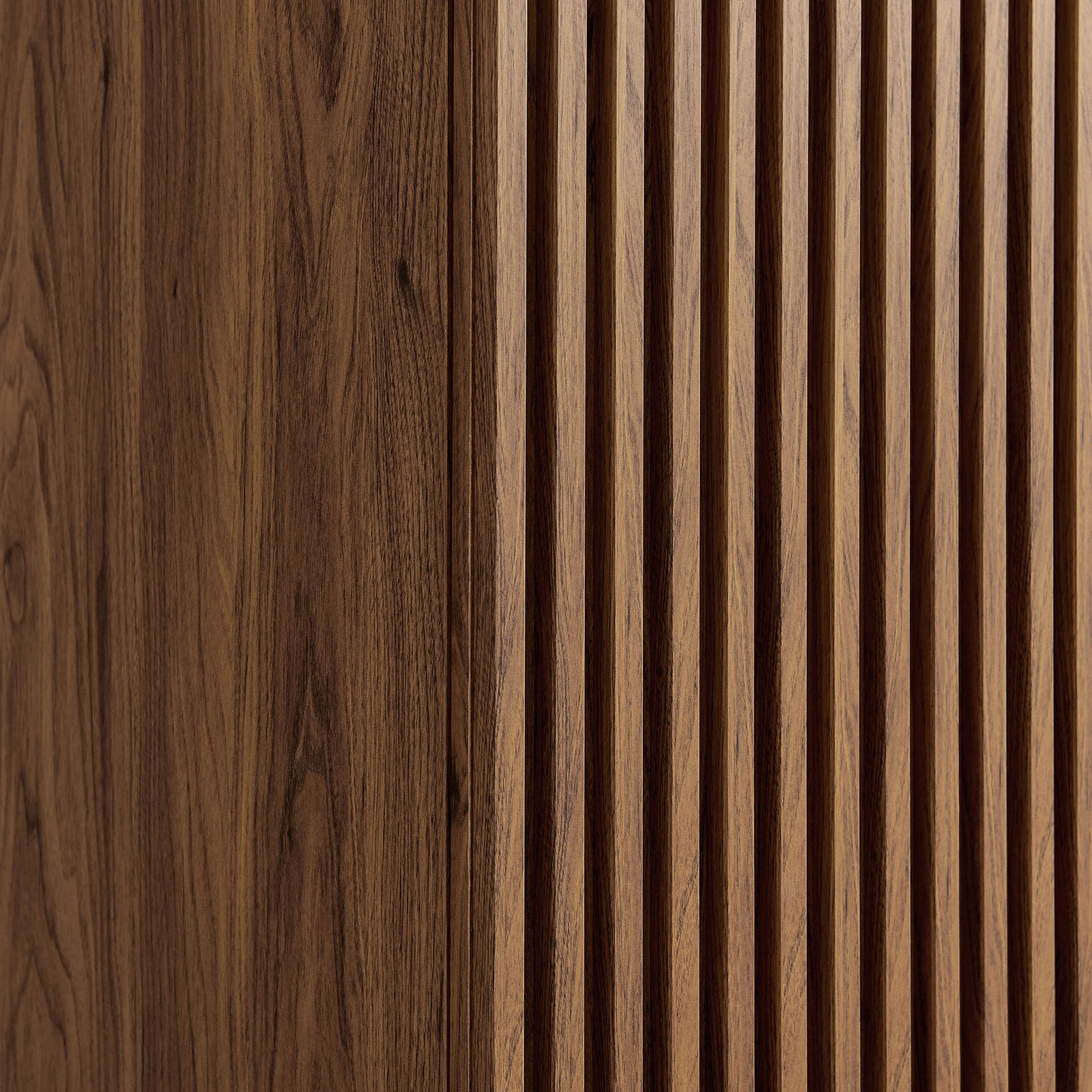 Detail of walnut wardrobe slatted door pattern with bold linear texture || MOD-7182-WAL || swatch_studio