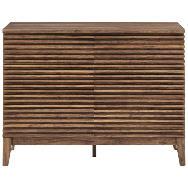 Clean-lined walnut dresser with horizontal slats and six roomy drawers for bedroom storage. || MOD-7204-WAL || front_studio