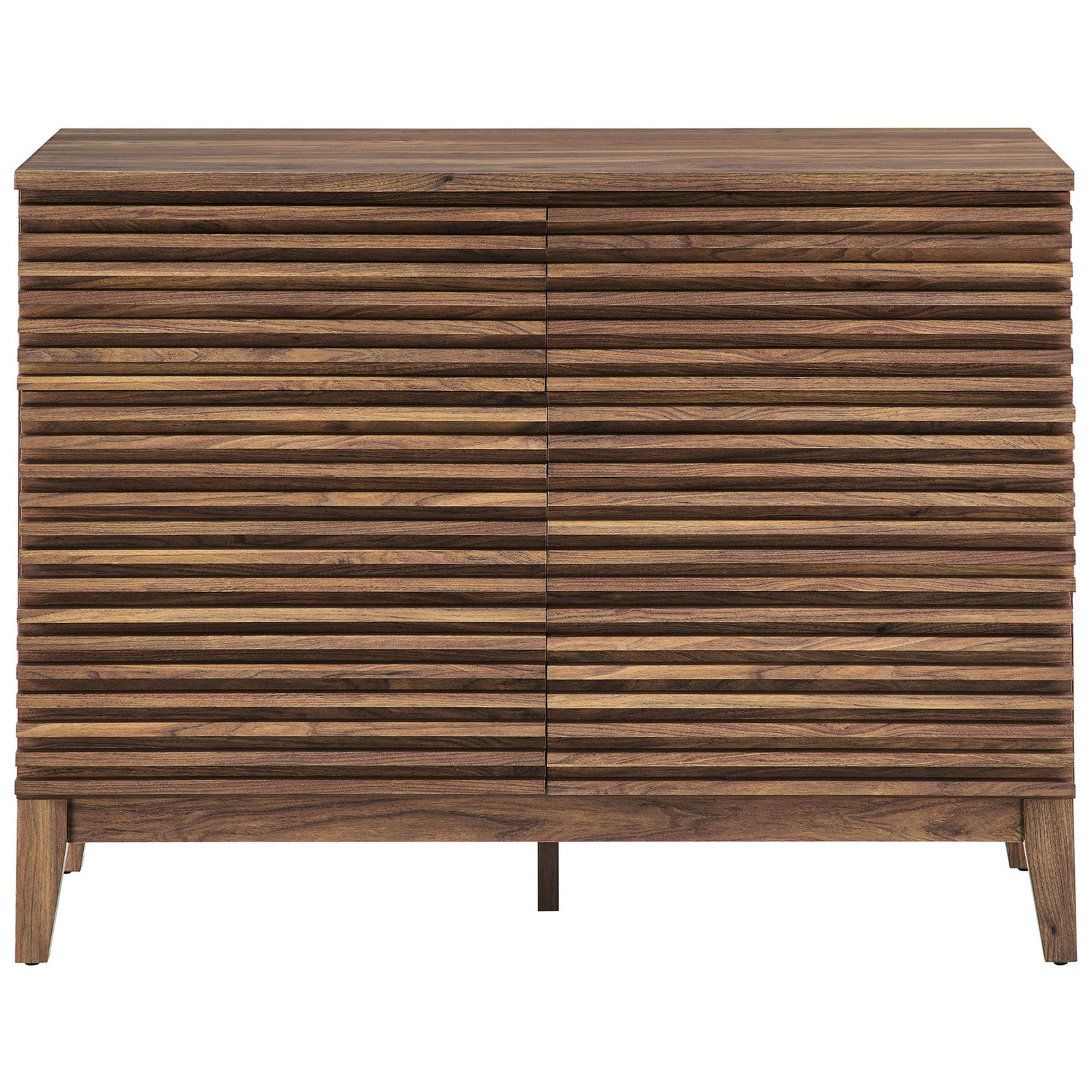 Clean-lined walnut dresser with horizontal slats and six roomy drawers for bedroom storage. || MOD-7204-WAL || front_studio