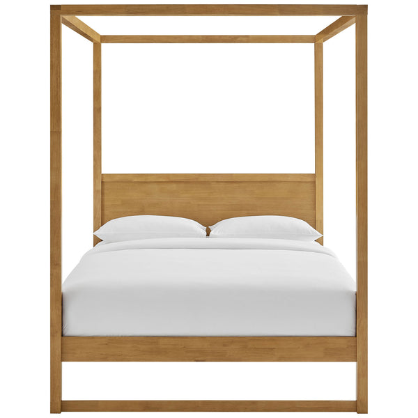 Clean-lined oak headboard anchors the modern 4-post canopy for a balanced, timeless look || MOD-7215-OAK || front_studio
