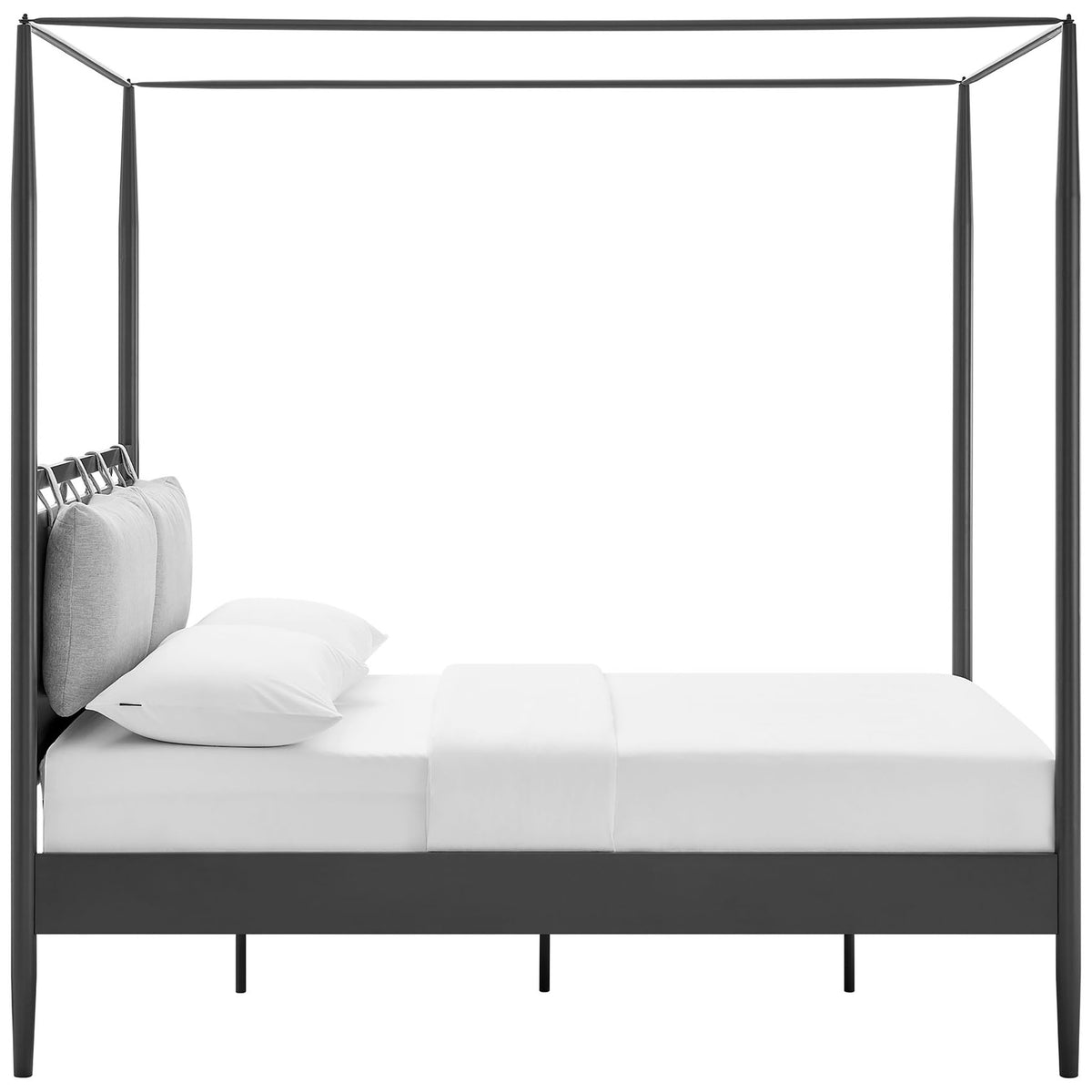 Canopy bed silhouette with tapered posts and streamlined side rails for a minimalist profile || MOD-7222-CHA-NPT || side_studio