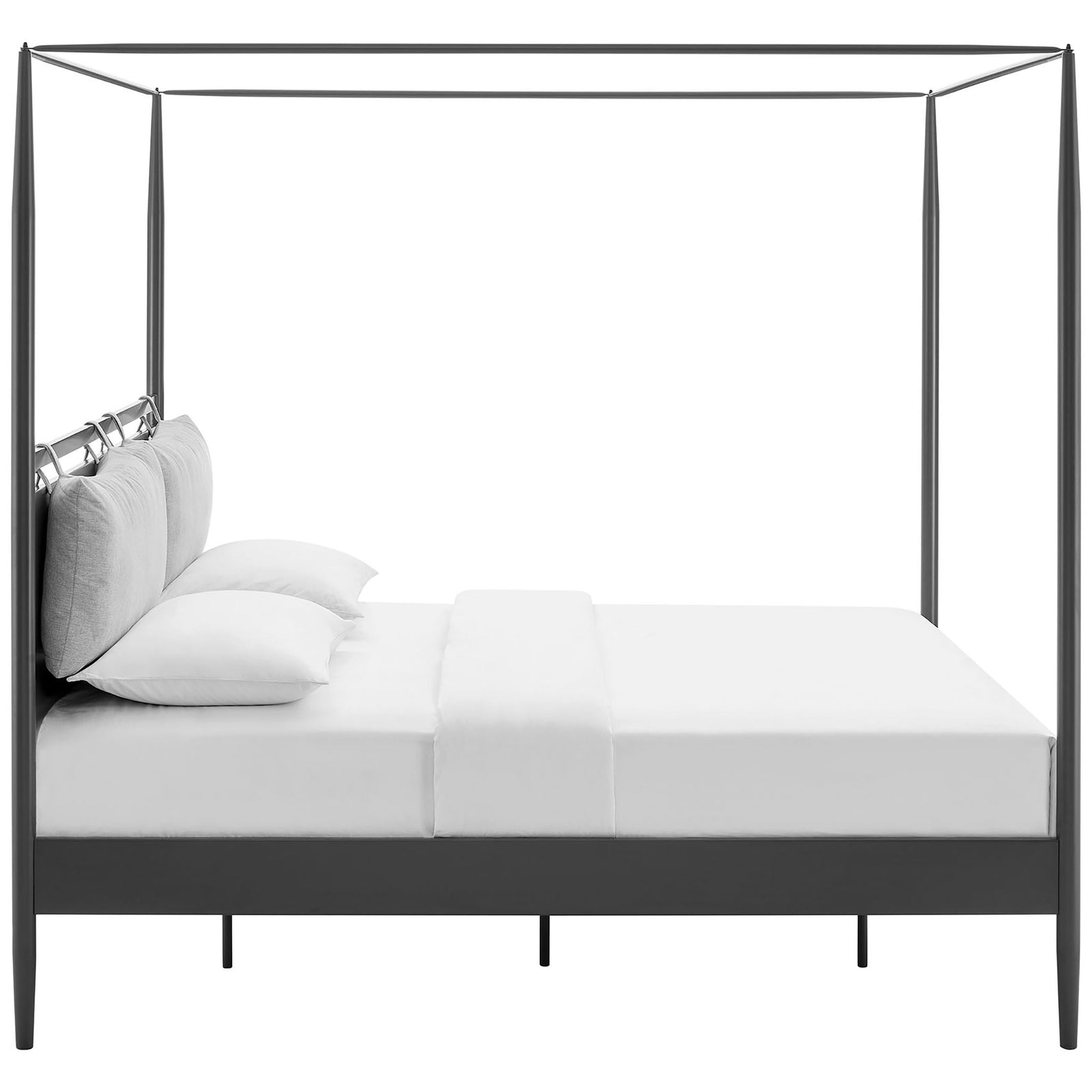 Streamlined side profile shows slim rails, tapered posts, and supportive center legs || MOD-7224-CHA-NPT || side_studio