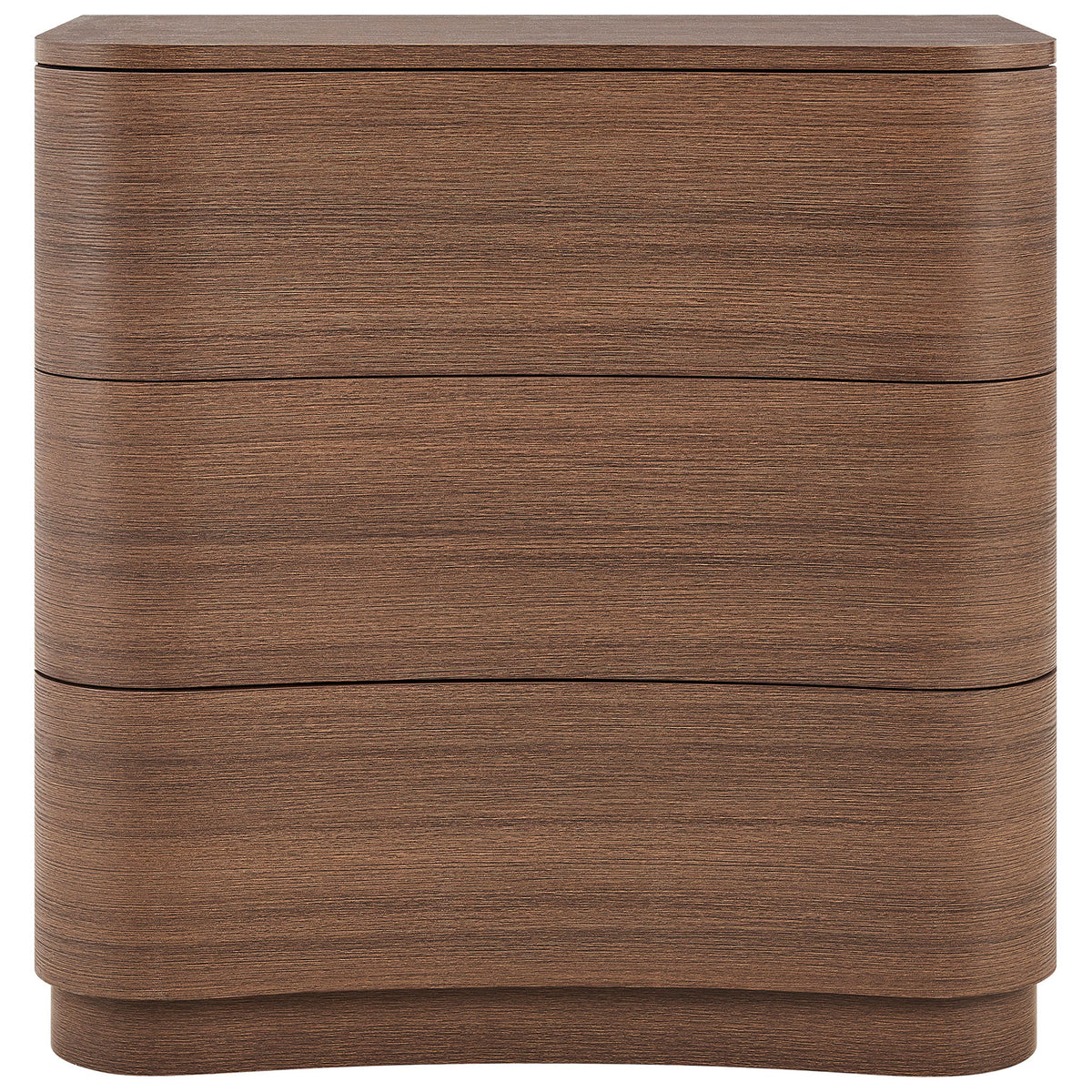 Mirae dresser with three wavy drawer fronts and seamless modern design in brushed brown oak || MOD-7230-BBO || front_studio