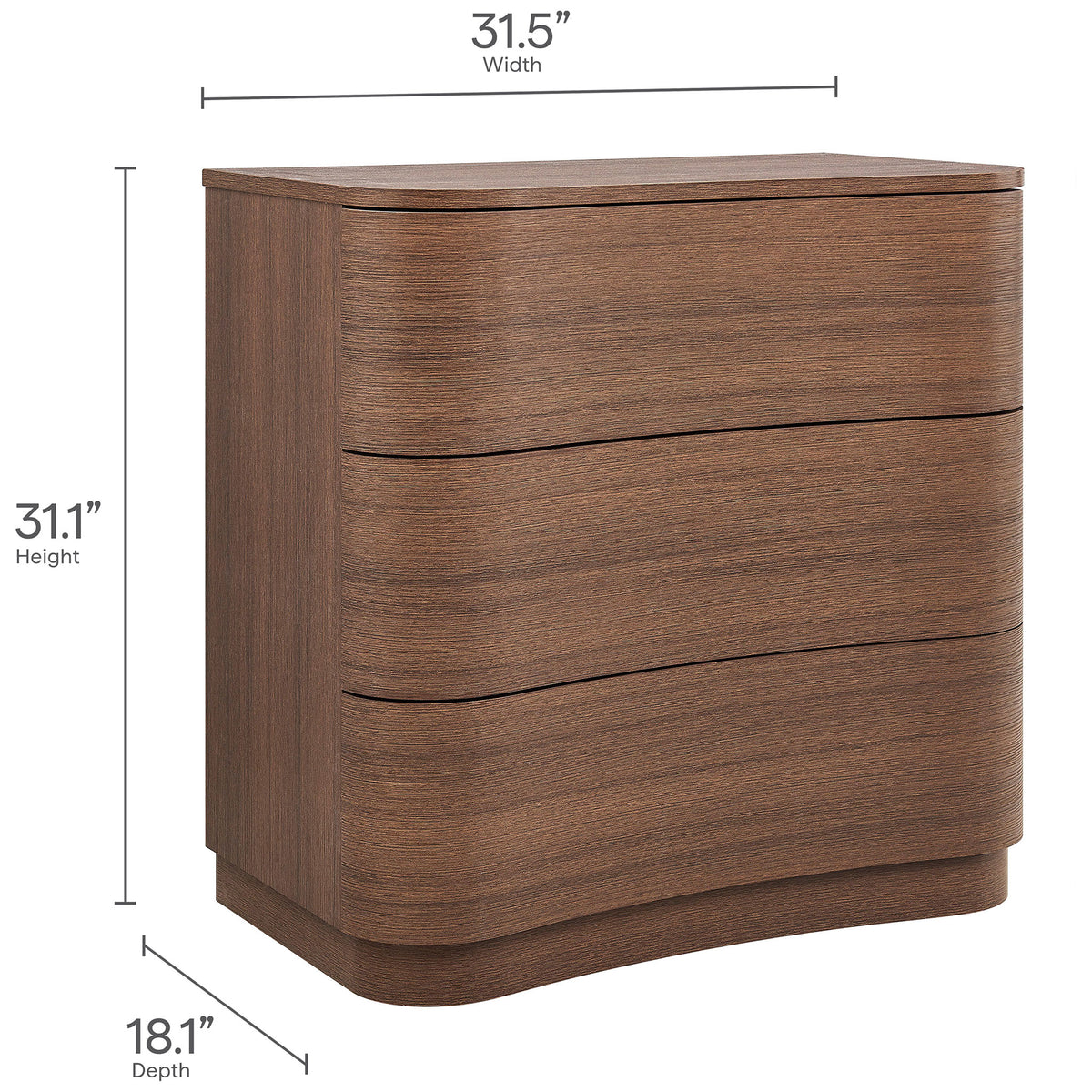 Dimension guide for the compact Mirae dresser with height, width, and depth measurements labeled || MOD-7230-BBO || dimension_studio
