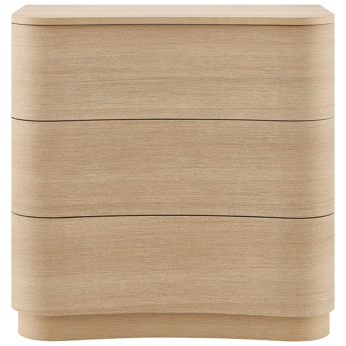 Mirae curved three-drawer compact dresser in brushed light oak with smooth sculpted silhouette || MOD-7230-BOA || front_studio