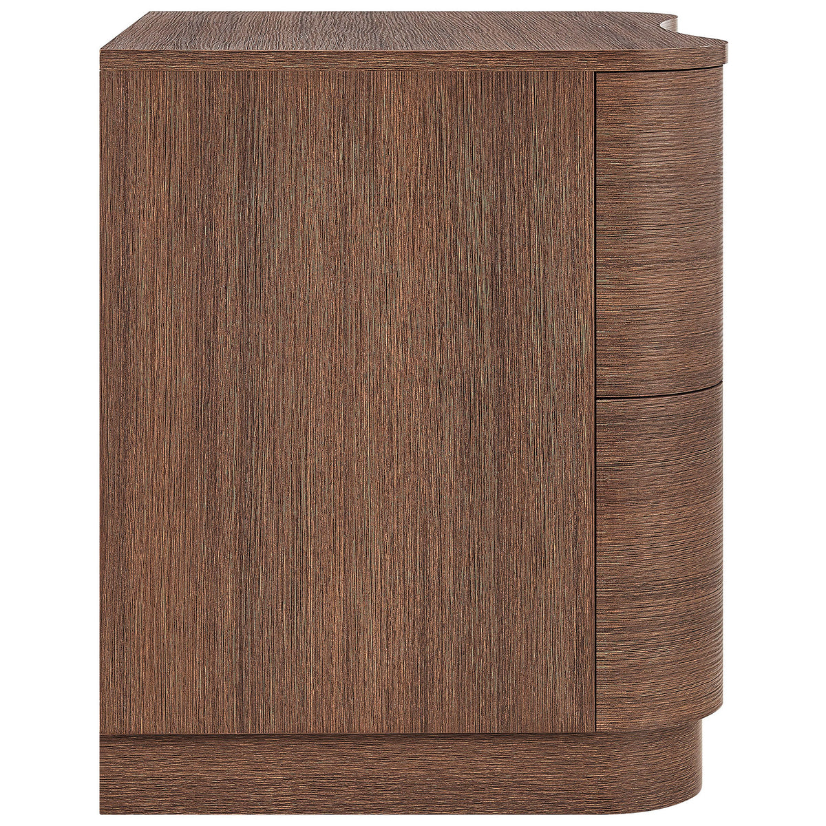 Slim profile of the Mirae nightstand highlights clean lines, smooth wood grain, and compact footprint for small spaces || MOD-7232-BBO || side_studio