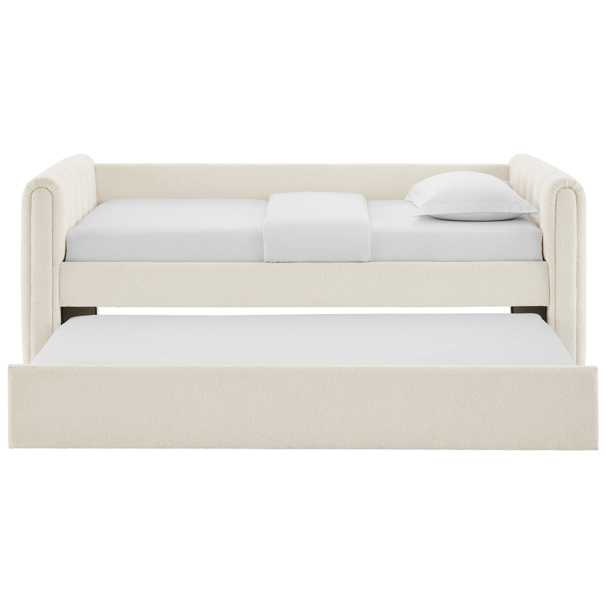 Trundle extended to create a twin-over-twin layout with clean lines and plush channel-tufted sides || MOD-7235-CLO || front_open_studio
