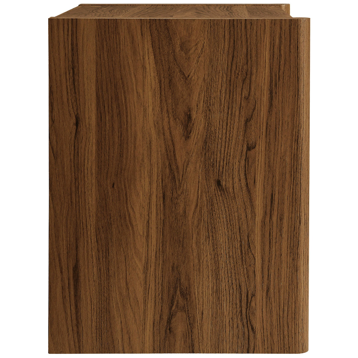 Walnut nightstand highlighting the continuous side wood grain and flush panel construction. || MOD-7236-WAL || side_studio