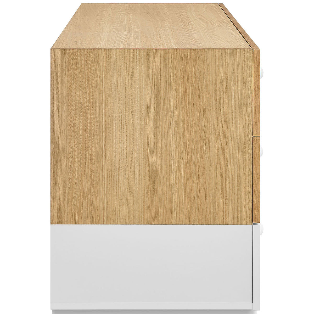 Oak and white dresser with smooth side panels and crisp lines for a clean, modern bedroom look || MOD-7241-OAK-WHI || side_studio