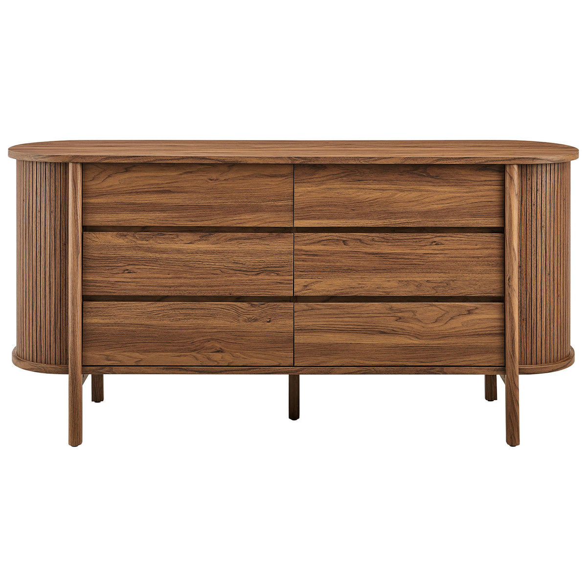 Walnut 6-drawer dresser with wide storage drawers and smooth wood grain finish || MOD-7242-WAL || front_studio