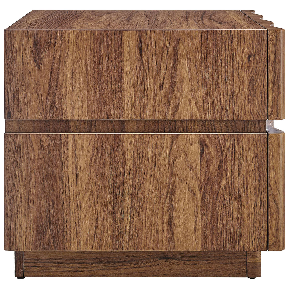 Smooth walnut panels emphasize the clean, modern silhouette of this nightstand || MOD-7243-WAL || side_studio