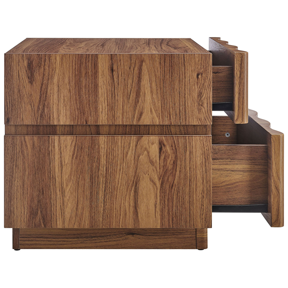 Spacious drawers open to reveal generous interior storage with smooth gliding hardware || MOD-7243-WAL || side_open_studio