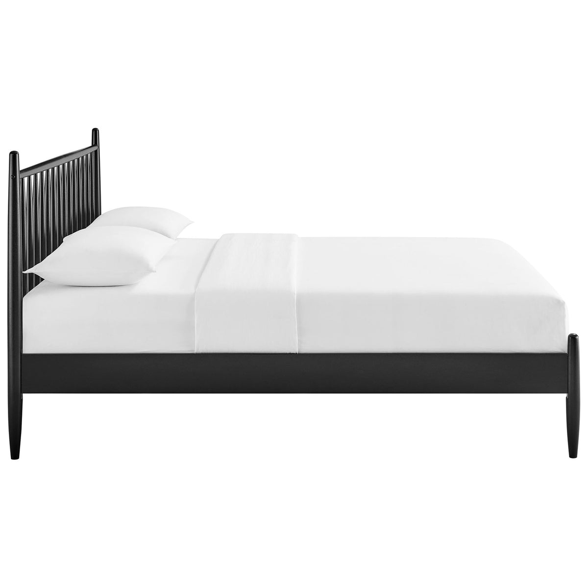 Low-profile side view highlights the slim rails and sturdy platform base || MOD-7303-BLK || side_studio