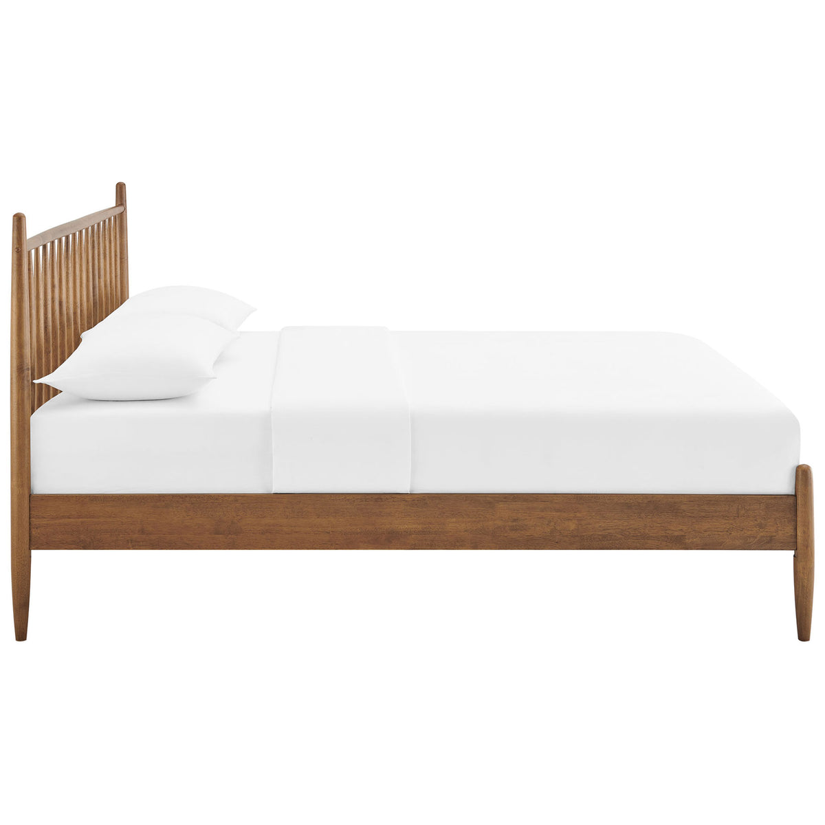 Low-profile frame with rounded legs and flush side rails for minimalist appeal. || MOD-7303-WAL || side_studio