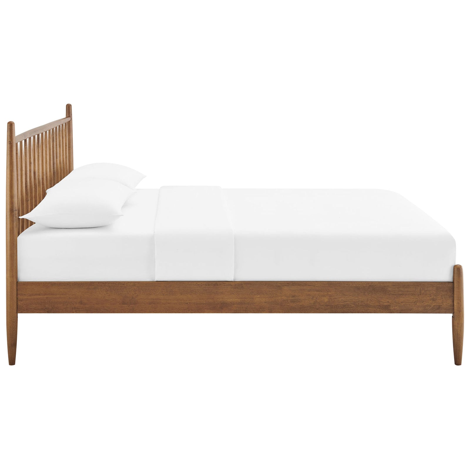 Low-profile frame with rounded legs and flush side rails for minimalist appeal. || MOD-7303-WAL || side_studio