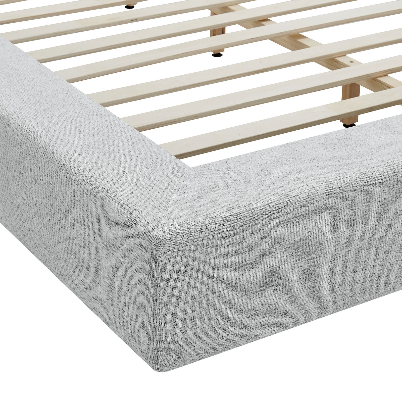 Tailored chenille upholstery with smooth seams and softly rounded corner edges. || MOD-7305-HLG || detail_studio