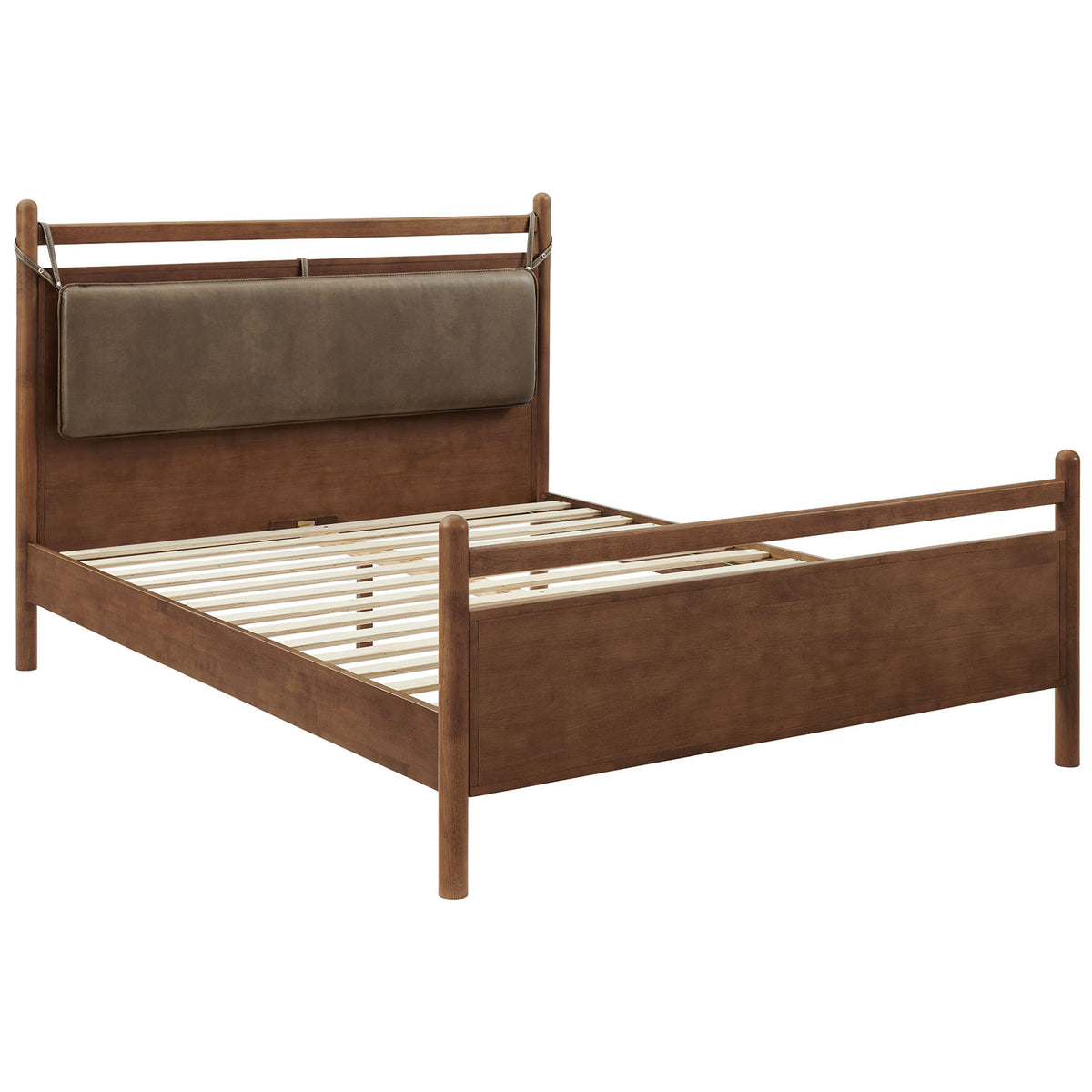 Wood slat platform supports your mattress securely without a box spring || MOD-7314-WAL-MUS || front_angle_studio
