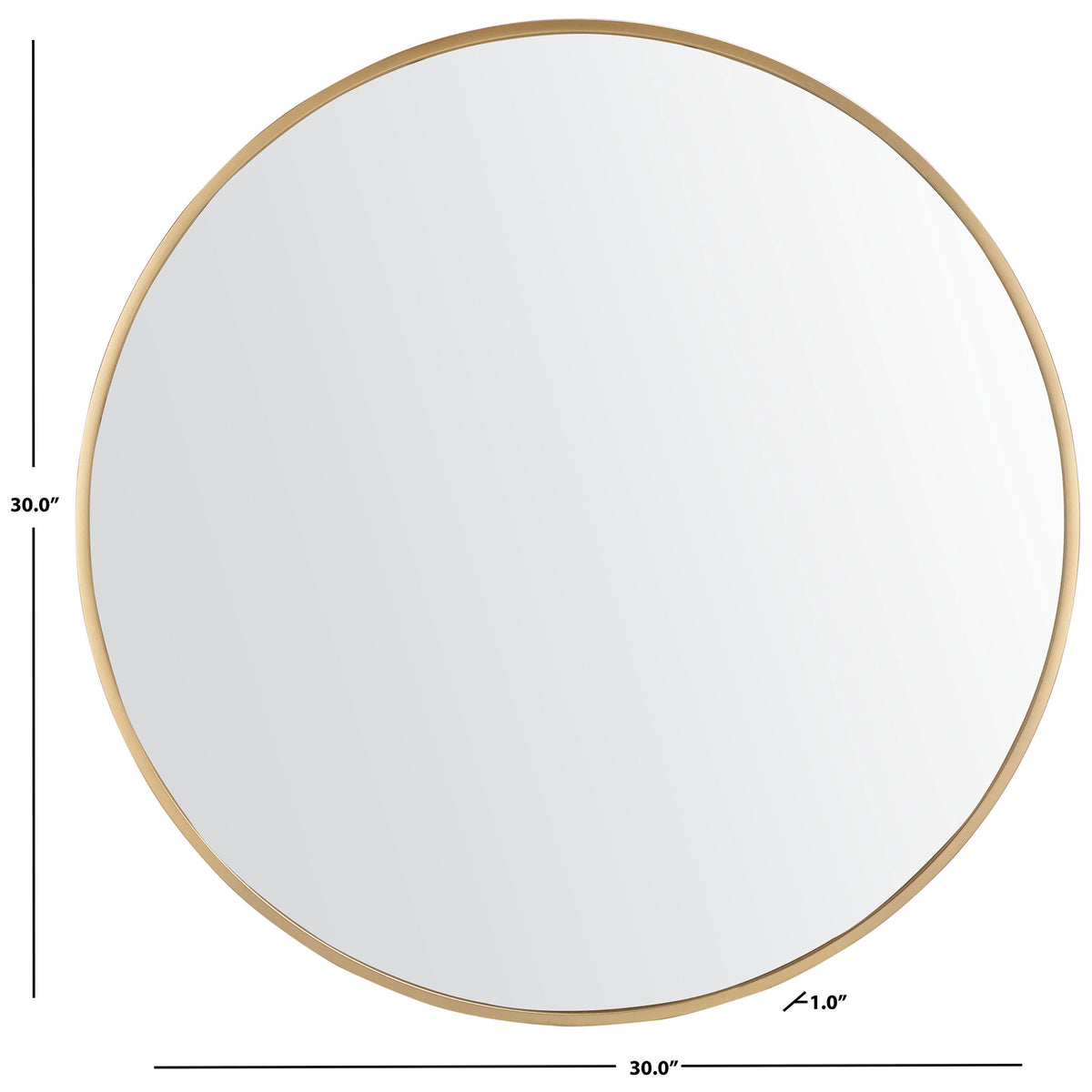 A 30-inch round mirror pairs a slim gold frame with a 1-inch depth || MRR1051A || dimension_studio
