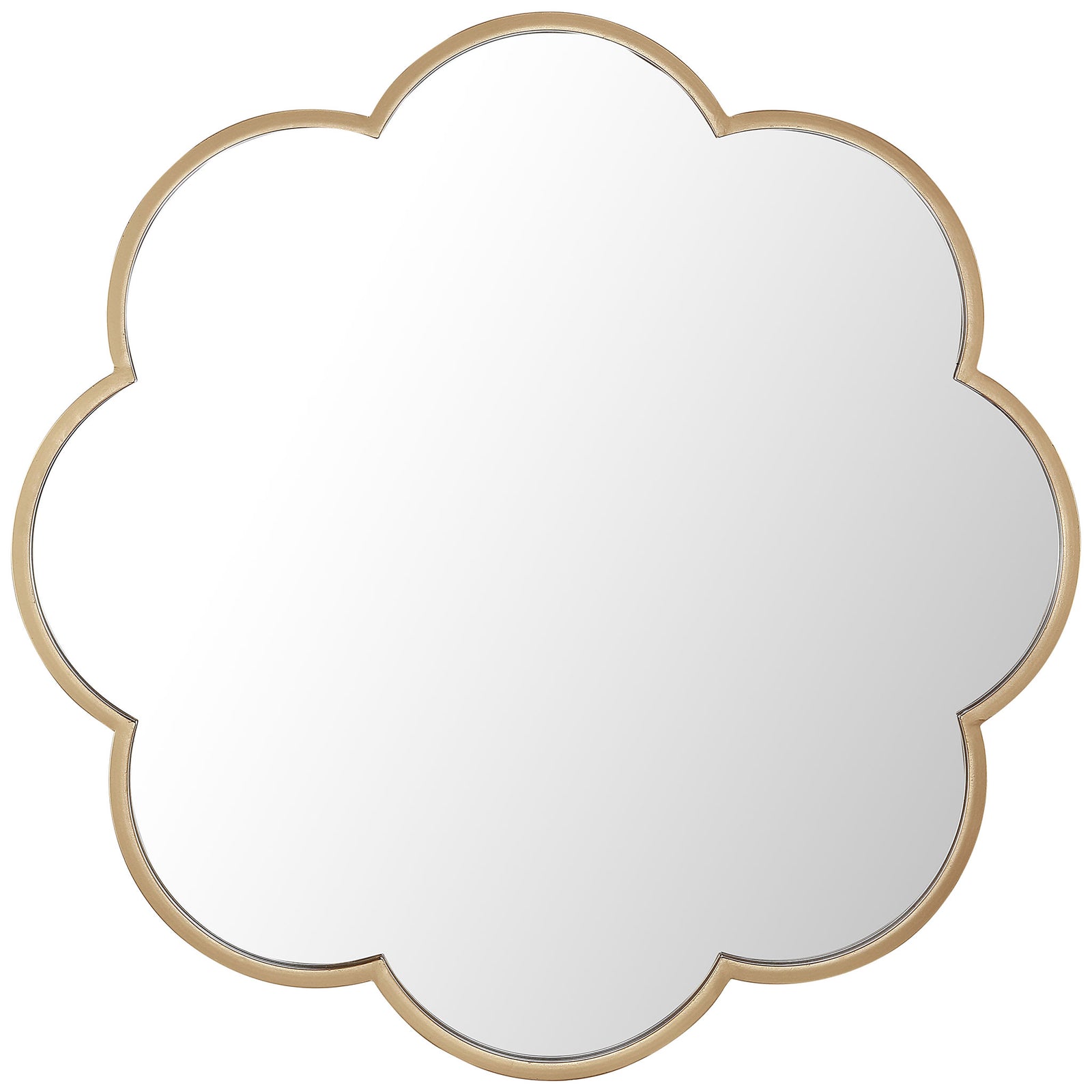 A flower-shaped mirror with a slim gold frame brings a polished decorative touch || MRR1052A || front_studio